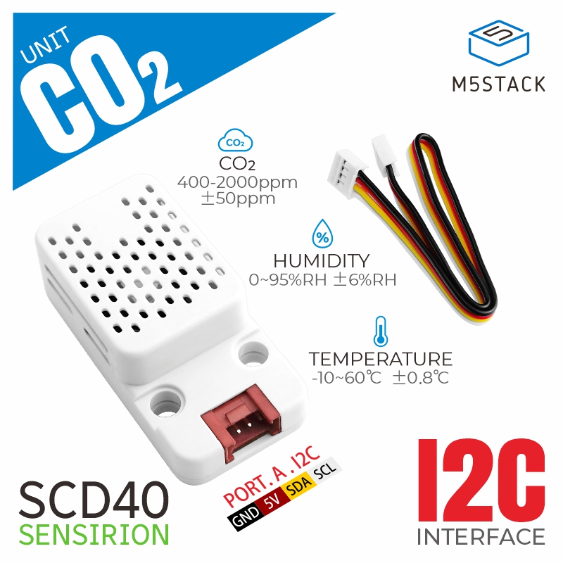 M5Stack - ชุดตรวจวัด CO2 ของ M5Stack พร้อมเซ็นเซอร์วัดอุณหภูมิและความชื้น (SCD40)