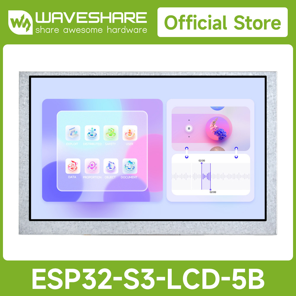 Waveshare Esp32 - บอร์ดพัฒนาหน้าจอสัมผัสแบบคาปาซิทีฟขนาด 5 นิ้ว Waveshare ESP32-S3, โปรเซสเซอร์แบบดูอัลคอร์