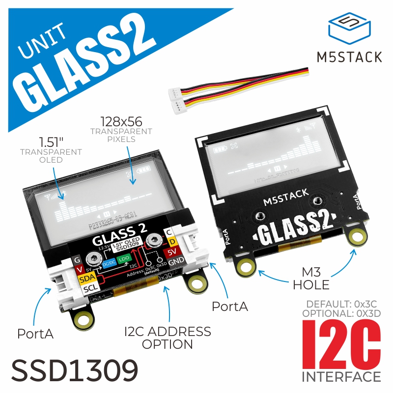 M5Stack Core2 - M5Stack Official Glass2 Unit พร้อม OLED